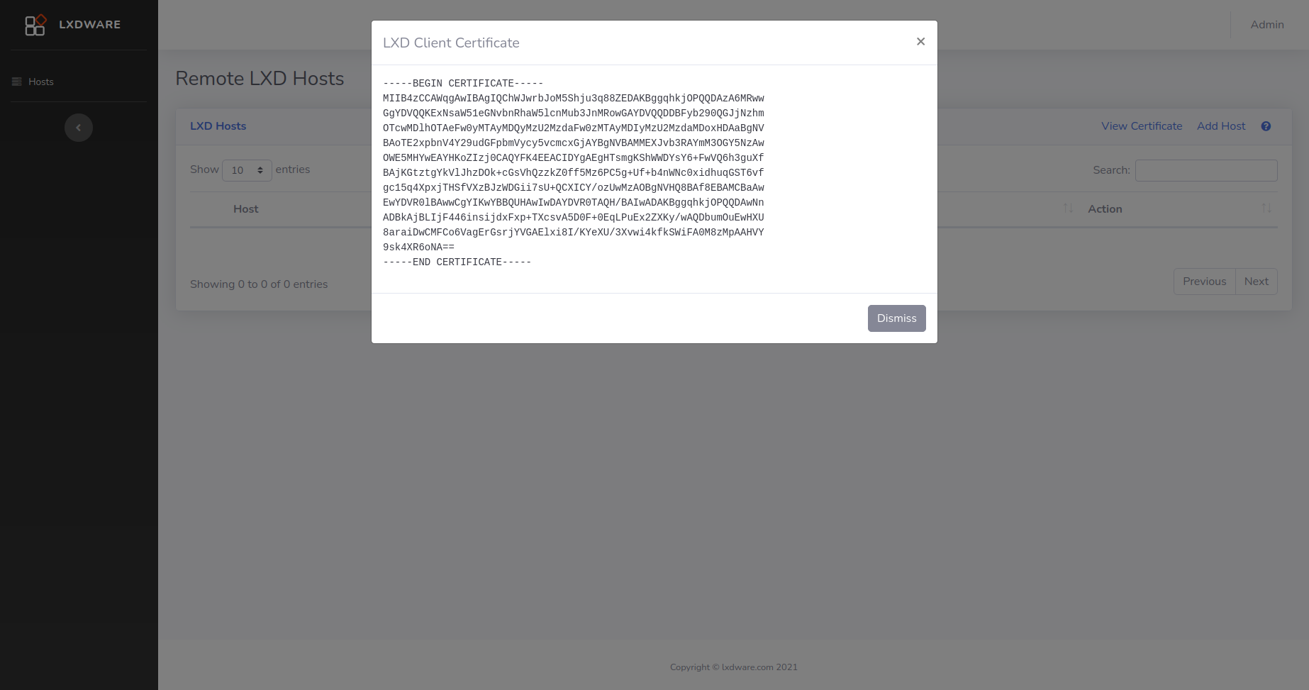 Adding remote hosts in the LXD dashboard LXDWARE